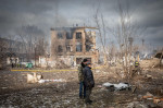 Dnipro, Ukraine Mar 11, 2022: road, neighborhood, factory, rocket, houses, car, bomb, shooting, metro, people,
