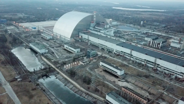 imagine din drona cu zona centralei nucleara cernobil