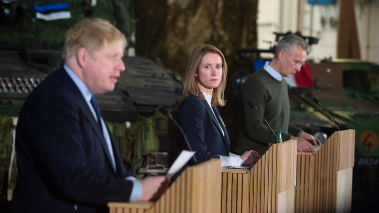 Kaja Kallas, Jens Stoltenberg și Boris Johnson