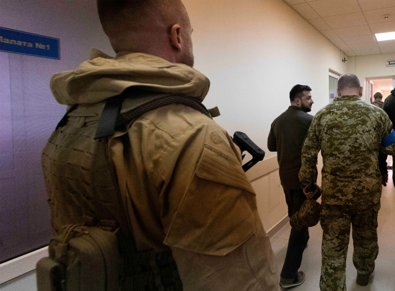 Ukrainian President Zelenskyy Visits Wounded Soldiers