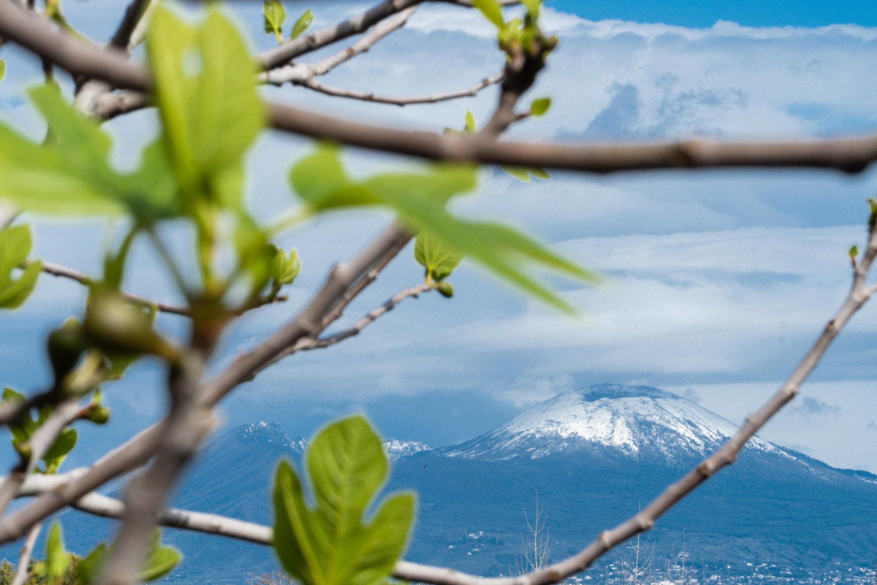 The snow-covered Vesuvius in Naples