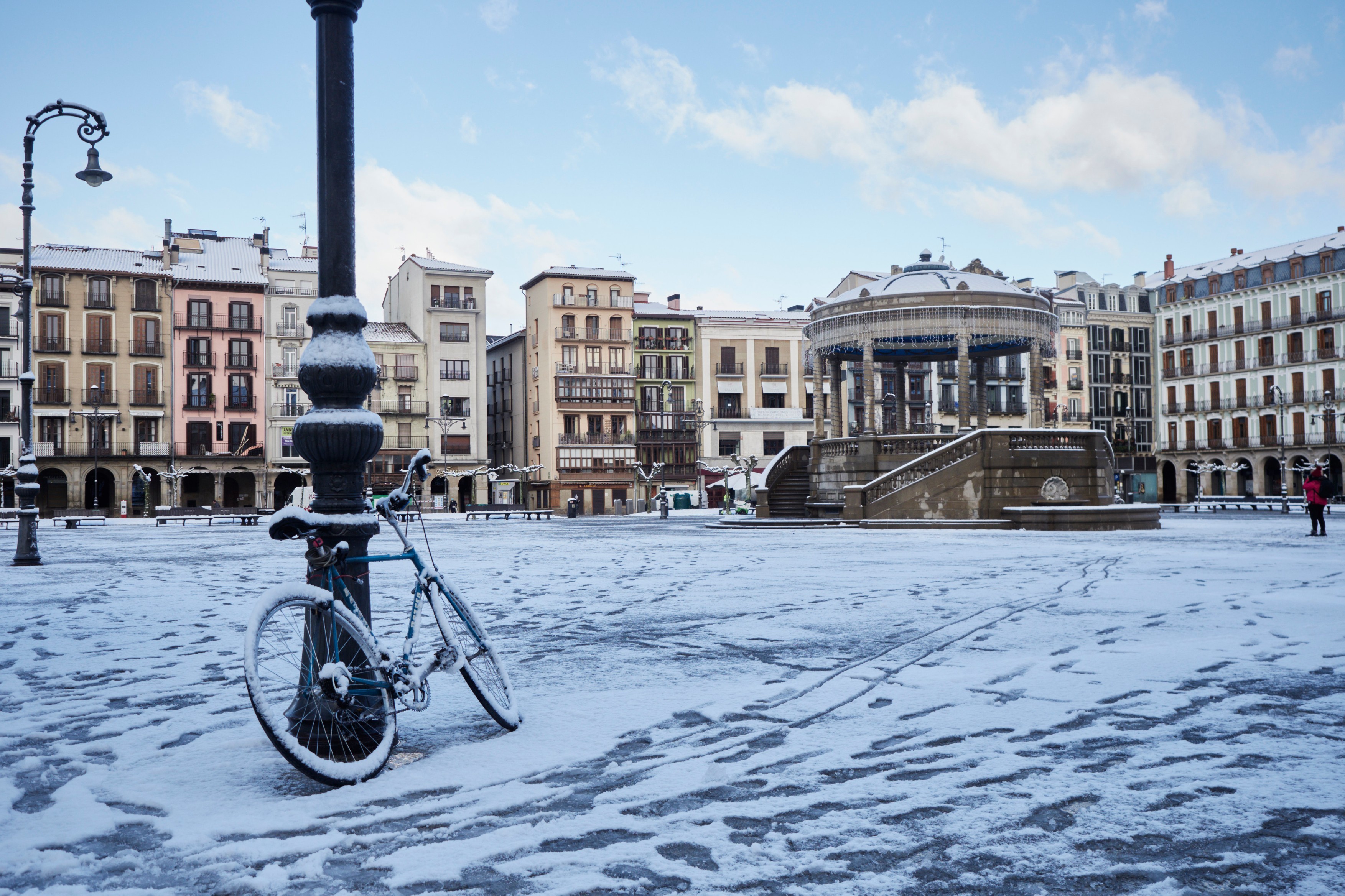 Pamplona is covered with snow