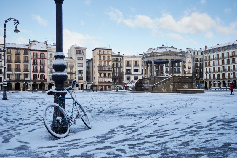Pamplona is covered with snow