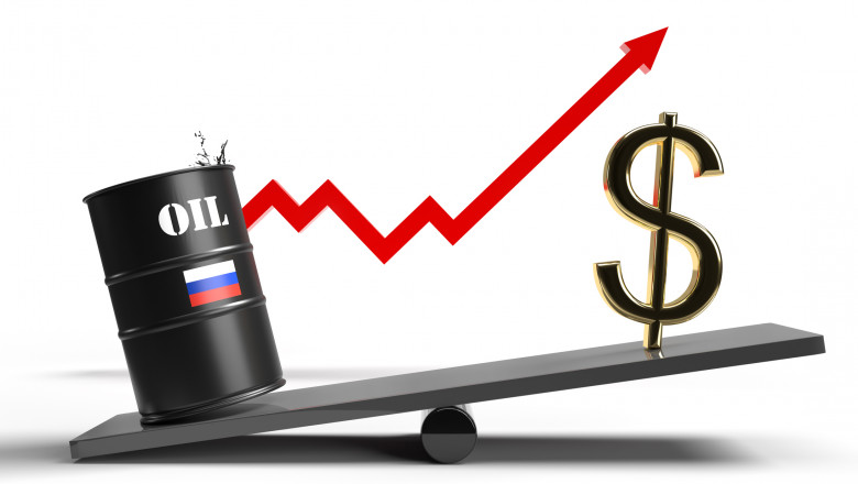 Russia oil barrel and dollar sign price growth