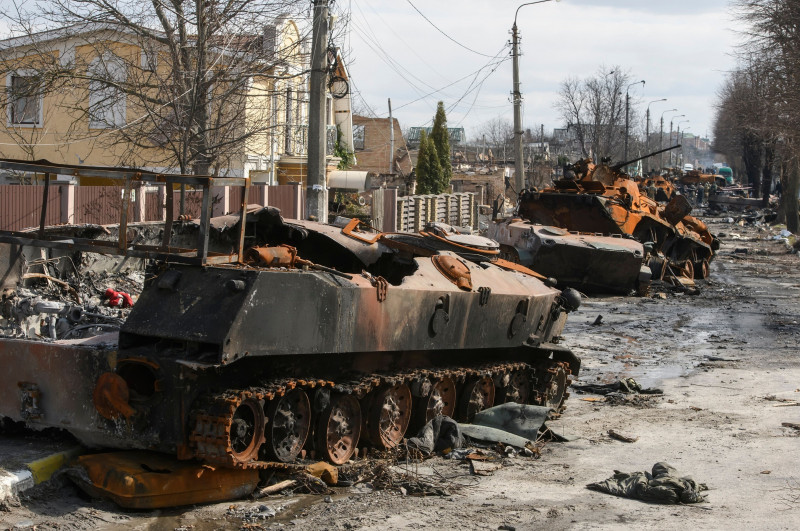 Situation In The Recaptured By The Ukrainian Army Bucha City Near Kyiv, Ukraine - 04 Apr 2022