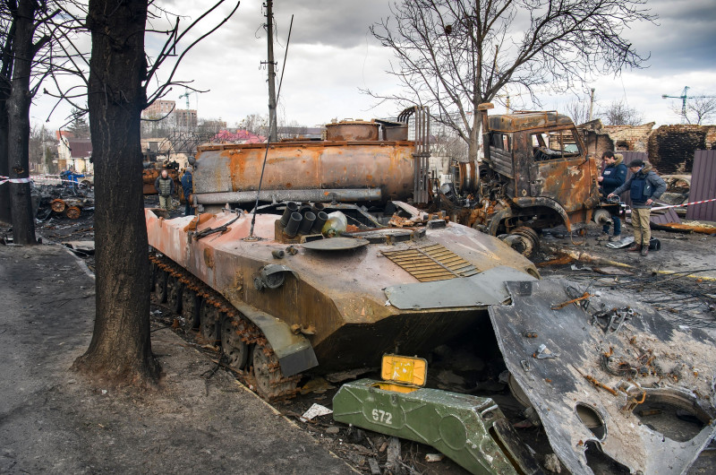 Situation In The Recaptured By The Ukrainian Army Bucha City Near Kyiv, Ukraine - 04 Apr 2022