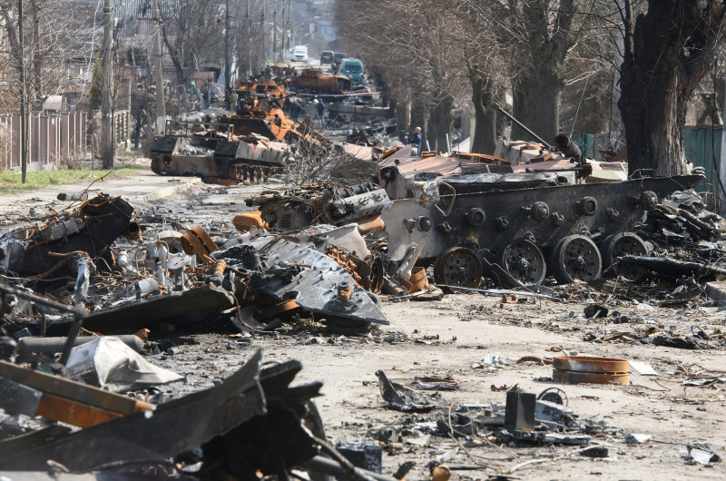 Situation In The Recaptured By The Ukrainian Army Bucha City Near Kyiv, Ukraine - 04 Apr 2022