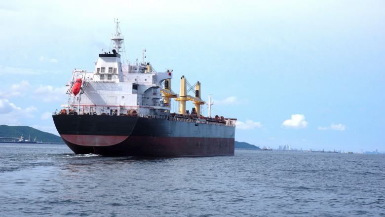 A large crude oil tanker in the middle of the sea