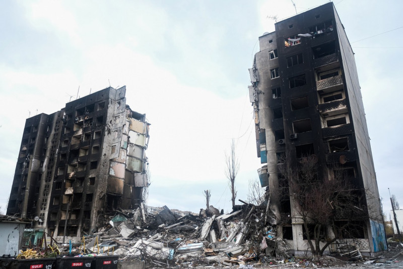 Destruction in Bolodnyaska in Kyiv, Ukraine - 5 Apr 2022