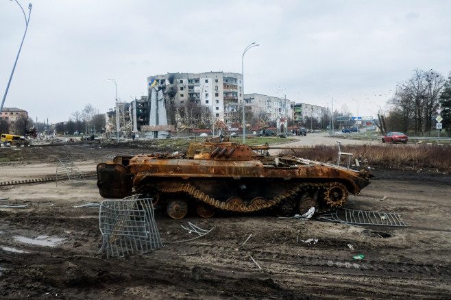 Destruction in Bolodnyaska in Kyiv, Ukraine - 5 Apr 2022