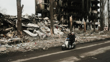 Bombardamentele rusești au lăsat în urmă doar ruine în localitatea Borodianka, în apropiere de Kiev.