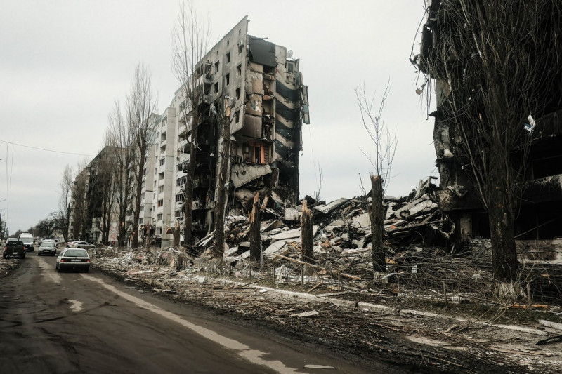 Destruction in Bolodnyaska in Kyiv, Ukraine - 5 Apr 2022