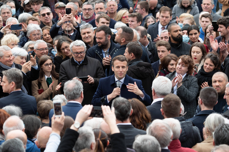 Spezet: Cndidate Emmanuel Macron delivers a speech to the inhabitants