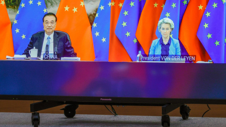 premierul chinez si ursula von der leyen in summit virtual