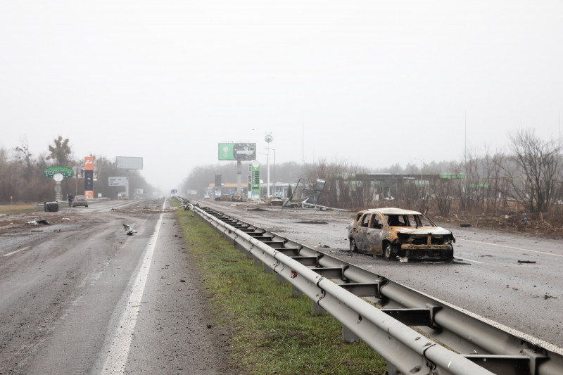 Death on the Highway between Kyiv and Zhytomyr, Ukraine - 02 Apr 2022