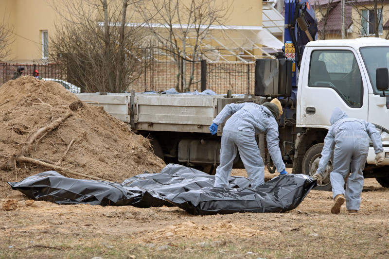 Exhumation of Russian occupiers' victims in Bucha, Ukraine - 13 Apr 2022