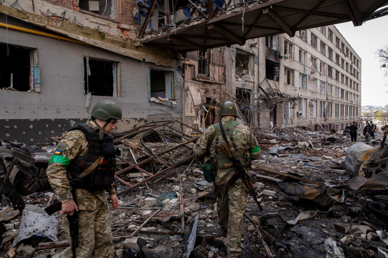 Shelling in Kharkiv, Ukraine - 16 Apr 2022