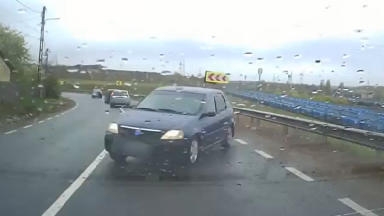 Un accident rutier a fost surprins de o cameră de bord pe Drumul Național 25, în județul Galați.