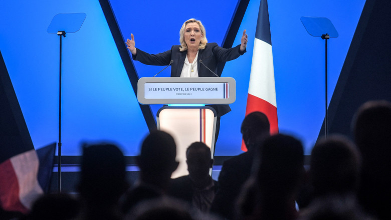 Marine Le Pen Holds A Campaign Meeting - Perpignan