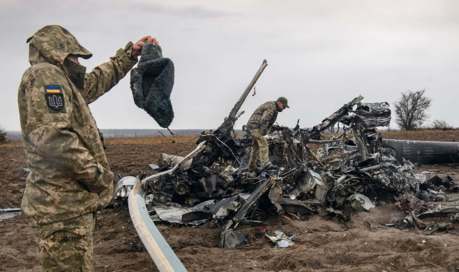 Fragments Of A Russian Military Helicopter Mi-8 Near Makariv, Kyiv Area, Ukraine - 09 Apr 2022