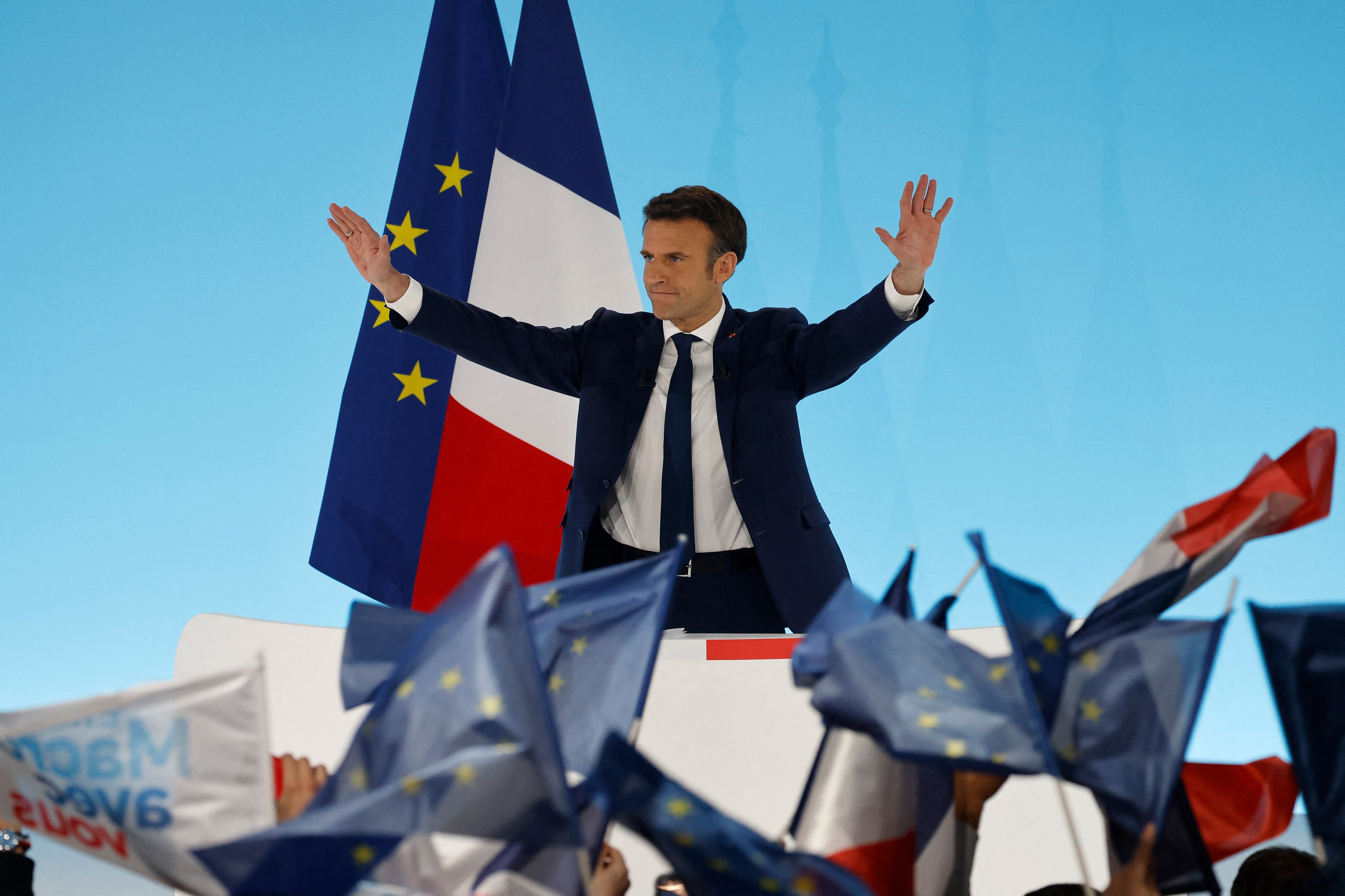 Emmanuel Macron, după ce a fost reales: „Anii ce vin nu vor fi liniștiți, vor fi istorici, dar vom scrie istoria împreună”