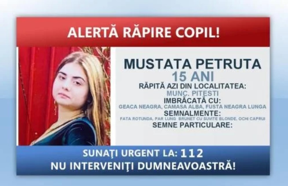 Fata de 15 ani răpită din fața unui bloc din Pitești a fost găsită