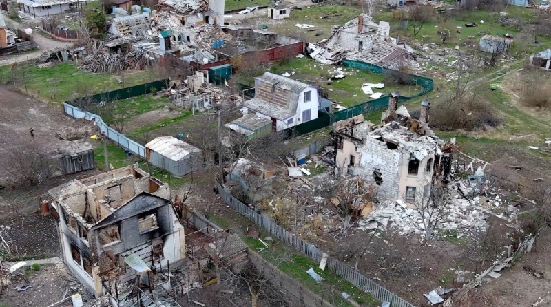 Destruction of Village by Russia Shelling, Ukraine - 21 Apr 2022