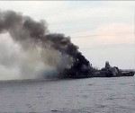 Russian flagship sinks in Black Sea after being struck by Ukranian missiles, Russia - 18 Apr 2022