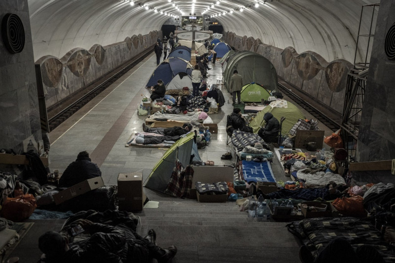 People Living in the Metro Station in Kharkiv, Ukriane after shelling by the Russians
