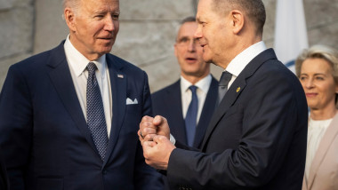 Cancelarul german Olaf Scholz şi preşedintele american Joe Biden.