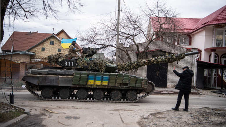 Tanc ucrainean în oraș