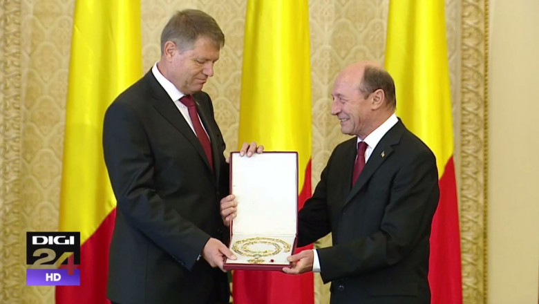 Klaus Iohannis si Traian Basescu inmanare colan