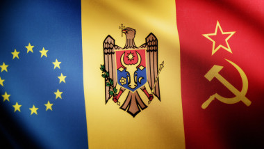 Grafica steag Republica Moldova UE sau Rusia