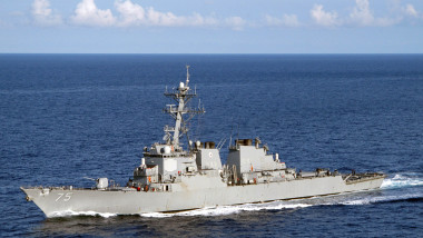 US Navy 050715-N-8163B-009 The guided missile destroyer USS Donald Cook DDG 75 conducts a close quarters exercise while underway in the Atlantic Ocean