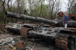 Destroyed and burned tanks in Kyiv, Ukraine - 07 May 2022
