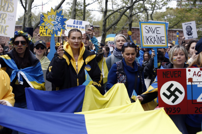 Rally For Ukraine In New York City, United States - 08 May 2022