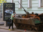 Wreckage of a Russian armored vehicle and an aircraft installed at the national military museum in Kyiv, Ukraine - 08 May 2022