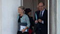 Elisabeth Borne and Jean Castex leave after a weekly cabinet meeting at the Elysee Palace