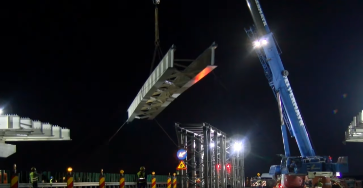 Autostrada de Centură a Capitalei: A început montarea secțiunii centrale a pasajului principal, peste A2