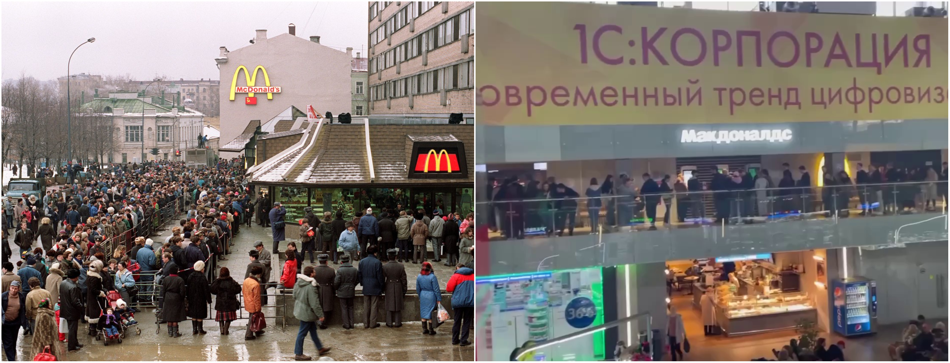 După 32 de ani de la deschiderea McDonald’s în Rusia, zeci de oameni s-au aliniat pentru ultima dată la restaurantele brandului global