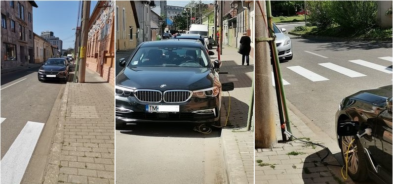 Metodă inedită de alimentare a unui BMW plug-in hybrid. Un șofer și-a încărcat maşina direct de la stâlp