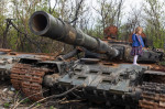 Destroyed and burned tanks in Kyiv, Ukraine - 07 May 2022