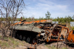 Destroyed Russian armed vehicles and tanks in Kyiv Oblast, Ukraine - 06 May 2022