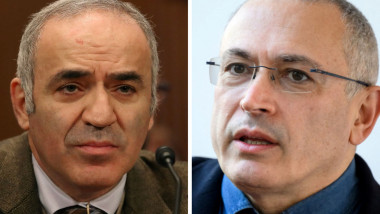 Colaj de fotografii cu chipurile lui Karsparov și Hodorkovski