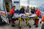 Special train takes Ukrainian injured soldiers and civilians to Lviv, Ukraine - 21 May 2022