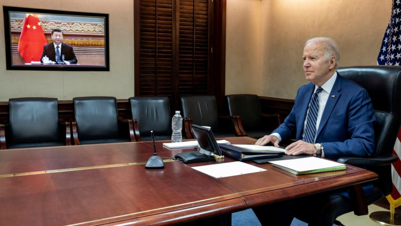 Washington, United States Of America. 18th Mar, 2022. Washington, United States of America. 18 March, 2022. U.S President Joe Biden holds a secure video call with Chinese Premier Xi Jinping to discuss the ongoing crisis in Ukraine, from the Situation Room