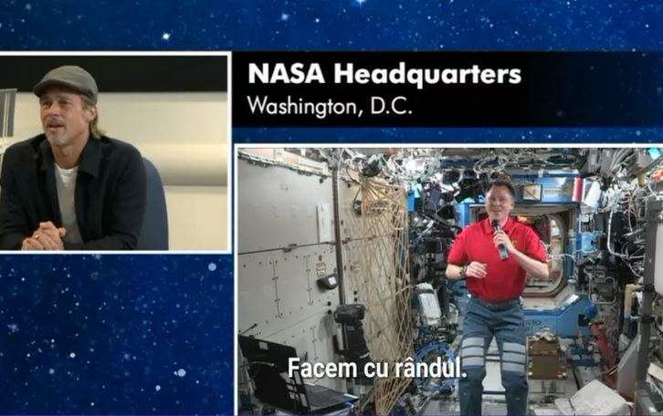 VIDEO. Vis implinit pentru Brad Pitt. Cum a decurs discutia dintre actor si un astronaut de la bordul ISS