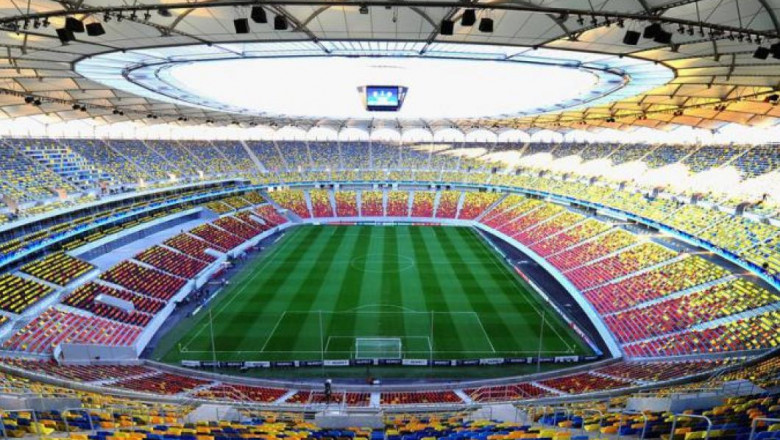 Vedere panoramică cu Arena naționalaă din București.