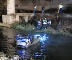 Cu mașina în râu, după o întrecere ilegală
