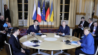Volodimir Zelenski, Emmanuel Macron, Vladimir Putin și Angela Merkel, întâlnire la Paris pentru a negocia situația din estul Ucrainei